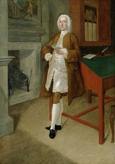 Ein unbekannter Mann in einer Bibliothek, ca. 1740-41 von Anthony Devis